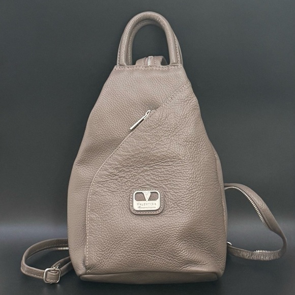 VALENTINA Genuine Italian Pebbled Leather Taupe Sling